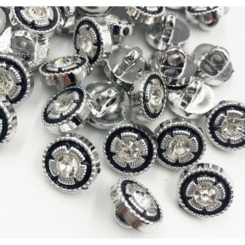 30/50/150PCS 13MM Silver New Plating Buttons With Rhinestones Shank DIY Apparel Sewing Accessories Shirt PT325