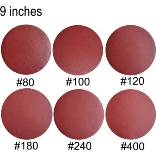 30pcs 9'' No Hole Sanding Disc PSA Aluminum Oxide Sanding Disc Self Stick 80 120 180 240 400 Grit Set for Grinding Abrasive Tool