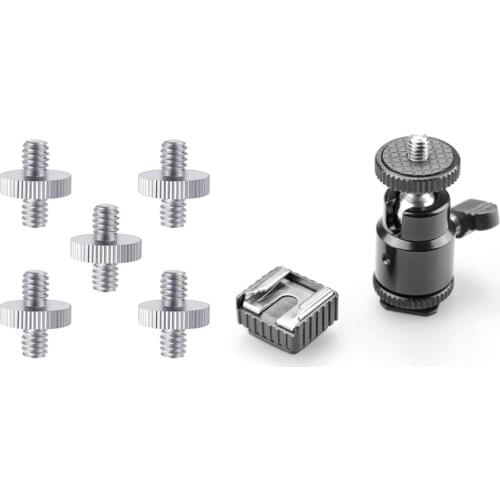 5 Pieces Metal Threaded Screw Adapter Tripod Screw Converter & 1x Lcd Monitor Adapter with Hot Shoe Cold Shoe Base