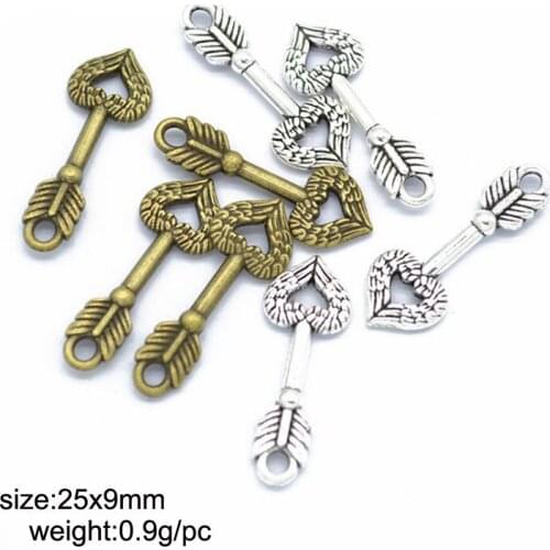 50pcs 25x9mm Alloy Antique Silver/Antique Bronze Cupids Sword Charms Pendant Fit For DIY Necklace Bracelet
