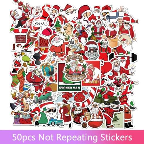 50PCS Christmas Decorative Sticker Merry Santa Claus Shaped Stickers For Diy Scrapbook Diary Album Decoration Christmas gift