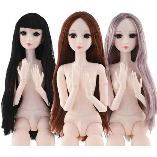 60cm Bjd Doll 1/3 22 Movable Joint Makeup Long Hair Female head nude body baby Fashion Dolls Accessories Toys for Girls DIY Gift