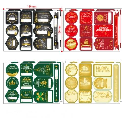 8Sheet 80pcs Christmas Decoration Gift Stickers Xmas Paper Self-adhesive Sticker DIY Gift Packing Label Sealing Sticker