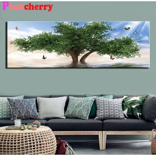 Diamond painting Natural landscape, green tree butterfly diamond embroidery full squareround drill puzzles gifts Decor