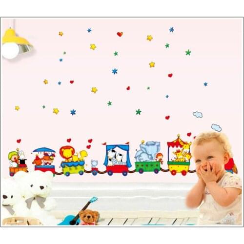 Free Shipping ZY9065 DIY 175*120CMRemovable Art Vinyl Wall Stickers Decor Mural Decal Animal Circus Train for Children room