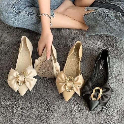 Women Flats With Pointed Toe Shoes Fashion Female Butterfly Knot Casual Korean Style Sandals Ladies Spring Autumn Flats Shoes
