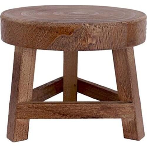 Wooden Stool Display Stand Vintage Exquisite Workmanship Convenient Clear And Delicate High Quality Chair Round Garden Decor