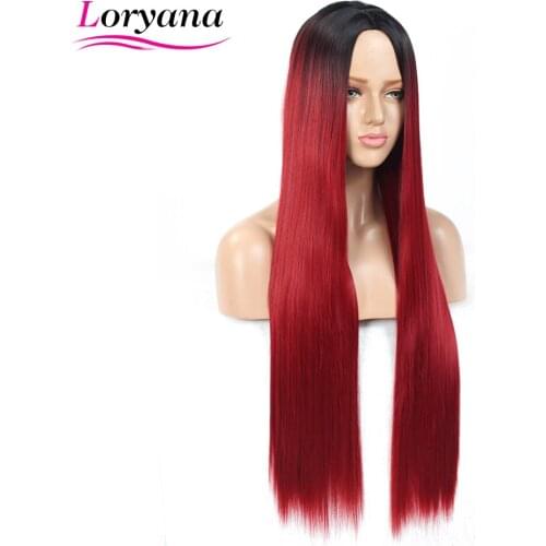 Loryana Hair Long Straight Black Red Color Available Wigs For Women Synthetic Hair High Temperature Fiber wigs