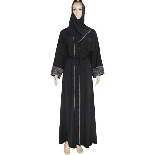 Donsignet Womens Dress Muslim Robes Hijabs Plus Size Diamonds Hollow Out Dress+headscarf Muslim Fashion Dubai Abaya Turkey Robe