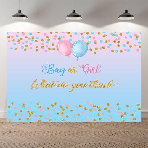 Neoback Boy or Girl Baby Shower Birthday Backdrop Customized Blue and Pink Balloon Kids Party Decorations Background Photocall