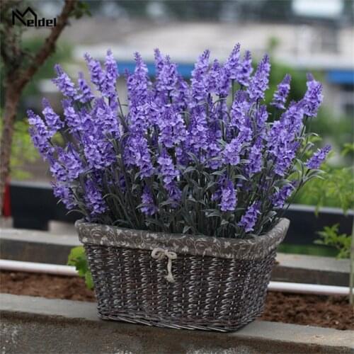 Fake Flower 5 Heads Provence Lavender Artificial Silk Flower Banch Bridal Holder Home Desk Flowerpot Wedding Decor Purple Flore