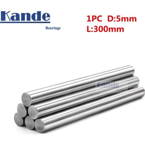 Kande Bearings 1pc d: 5mm 3D printer rod shaft 5mm linear shaft chrome plated rod shaft CNC parts 300mm chrome hardened rod