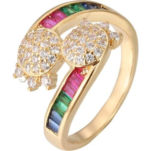 Ring Closed Rainbow Series Colored Zircon Ring Fashion Cross Engagement Ring Womans Ring