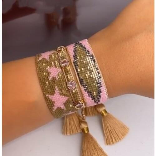 Pretty Bead Star Bracelet Set Japanese Bead Heart Jewellery Rhinestone Bohemian Friendship Rope Tassel Bracelets