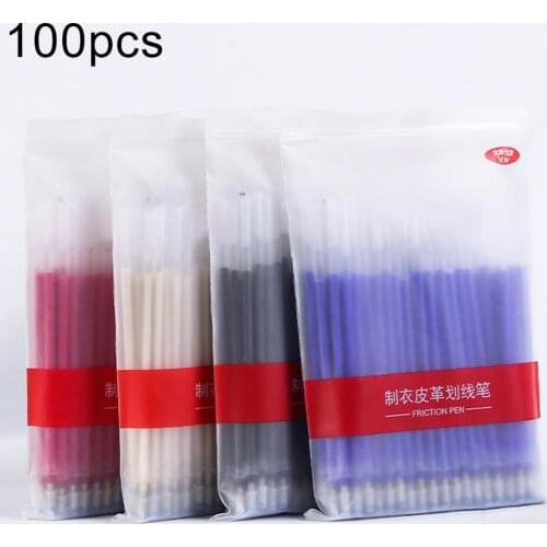 100Pcs/Bag Fabric Marker High Temperature Erasable Pen Refillable Vanishing Ink Pen DIY Fabric Marking Pen Sewing Accessories