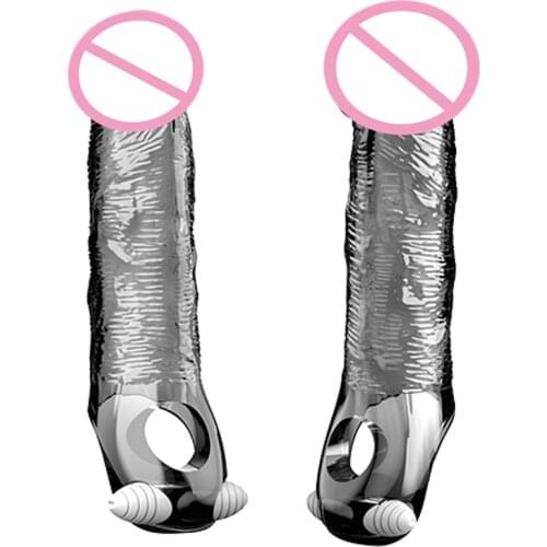 Reusable Delay condom Impotence Erection Ball Loop Cock Ring Vibrator extension sleeve Sex products toys men Extend Dildo Sleeve