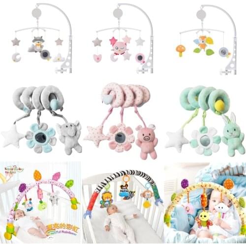 Baby Toys 0-12 Months Crib Mobile Bed Bell Rattles Educational Toy For Newborn Car Seat Hanging Infant Crib Spiral Stroller Toys