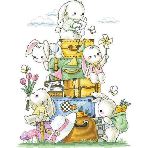 Gold Collection Counted Cross Stitch Kit Rabbits Journey Rabbit Bunny Bunnies SO