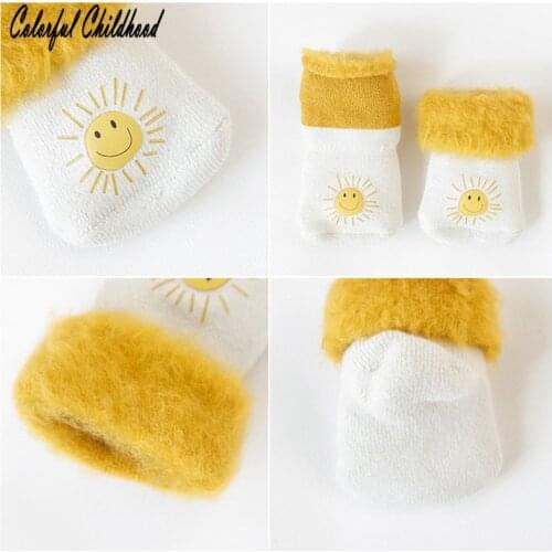 3pairs Baby Winter Socks Adorable Printed Pattern Toddler Kid Thicken Velet Casual Leg Warm Socks Children Anti-skip Floor Socks