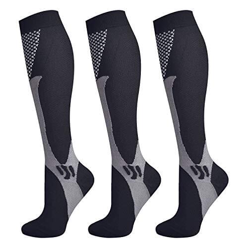 3 Pairs Compression Socks Sports Running Compression Socks Knee High Anti Fatigue Pain Relief Knee High Stockings Men Women