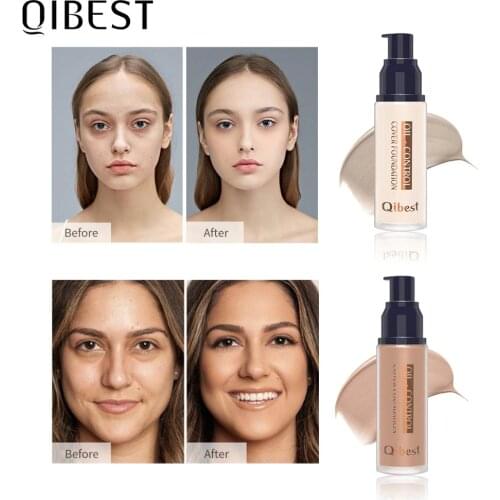 QIBEST 7 Colors Foundation Profesional Face Makeup Full Coverage Base Oil-control Moisturizer Face Skin Care Foundation Cream