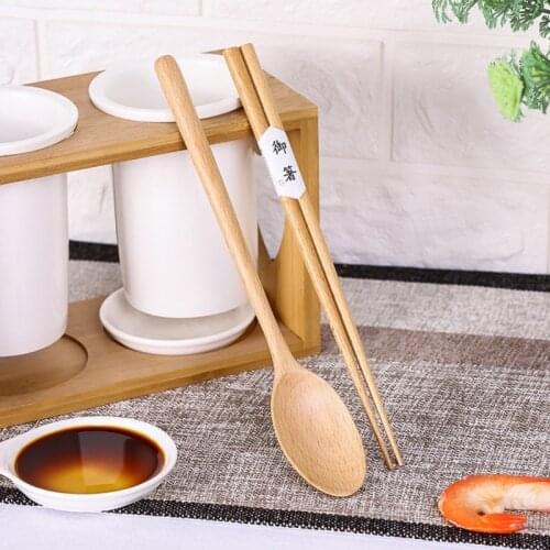 Japanese-style Natural Wood Chopsticks spoon Set Rice Soup Tableware Grain Handmade Household Kicthen Tableware