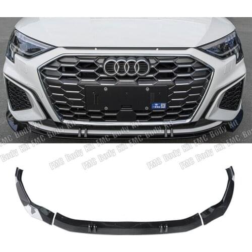 ABS Paint Real Carbon Fiber Front Bumper Spoiler Lip Splitters Wind KNFE Cover For Audi A3 S3 Sline 2021 2022