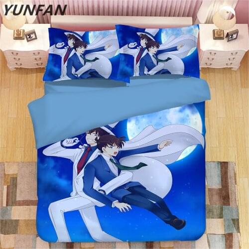 Japanese Anime Adult Bedding Set Twin Queen King Size Duvet Cover sets Detective Conan bedclothes children cartoon quilt cover
