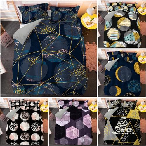 Nordic Minimalist Style Duvet Cover Set Geometric Pattern Gilded Bedding Set Queen King Size Luxury Bedding With Pillowcase