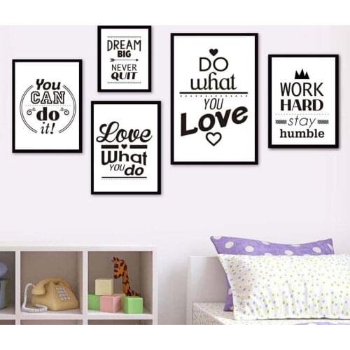 Nordic Simple Wall Art Pictures Inspiring Letter Painting Black White Canvas Poster Hd Print For Living Room Home Decoration