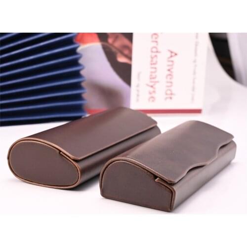 Rockjoy PU Leather Brown Glasses Case Hard Box for Eyeglasses Frames/reading Eyewear Protect Vintage Big Small Size