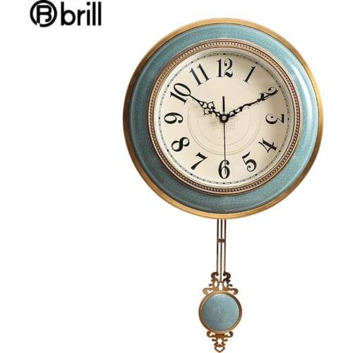 Luxury Pendulum Clock Wall Home Decor Creative Clocks Large Wall Clock Living Room Metal Reloj De Pared Swingable Antique Style