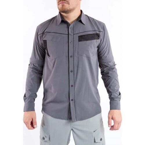 Bistrech shirt with zippered sleeve and mesh front pockets 01
