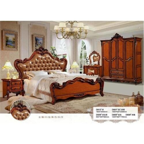 Modern european solid wood bed Fashion Carved 1.8 m bed french bedroom furniture DCXD831
