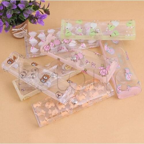 Stylish Clear Transparent Plastic Soft Eye Glasses Protector Box Case F3MD