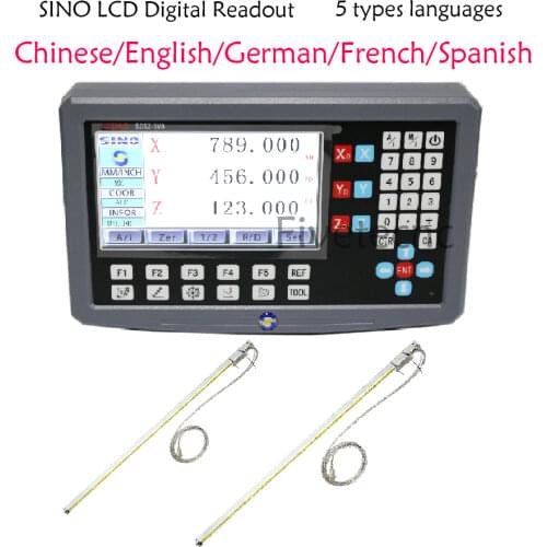 SINO 2 axis 3 Axis LCD Digital Readout and 2pcs Linear Scale Linear Encoder Milling Lathe Machinery