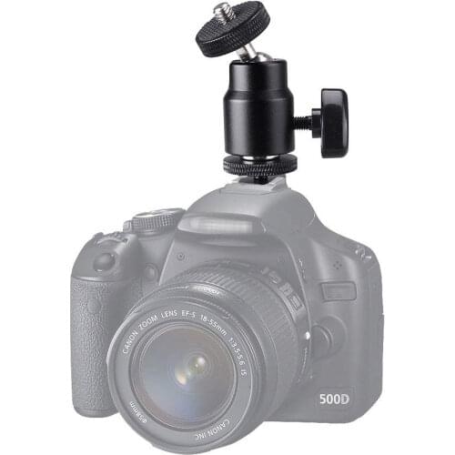 Universal Rotating 360 Degree Camera Tripod Mini Ball Head Ballhead Hot Shoe Adapter to 1/4 Screw Mount for DSLR Accessories