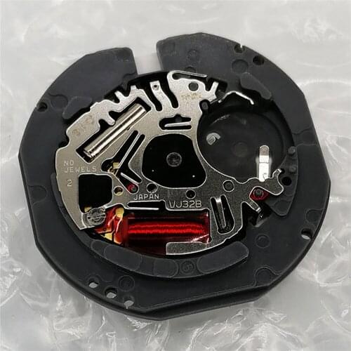 Japan Quartz Watch Movement VJ32 3 Pin Watch Repair Parts Date at 3 Date at 6 with Battery & Adjusting Stem