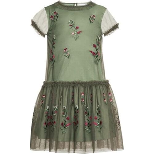 Yatheen Big Girls 6-16t Floral Embroidered Mesh Dress Kids Party Dresses