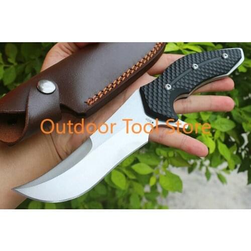 Back 40S Straight Fixed Blade Knife 5Cr15 Blade G10Tact Handle Rescue Pocket Hunting Fishing EDC Survival with Leather Sheath