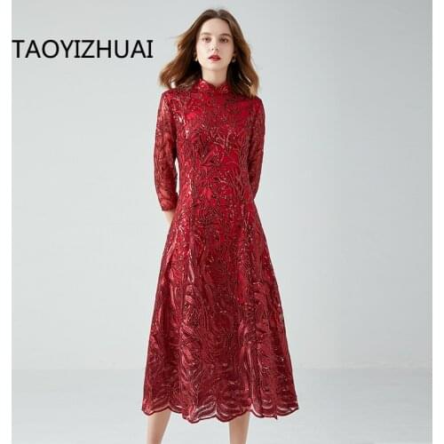 Plus Size Beading Prom Dresses Long Spring and autumn new brand temperament mother in law wedding sequins dress Sexy robes
