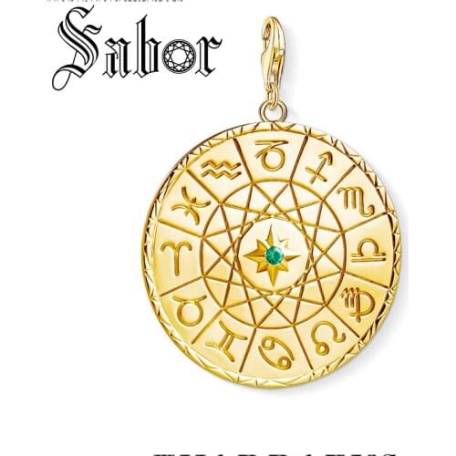 Star Sign Coin Golden color Charm Pendant vintage Gift Fits Bracelet Bangles Free Shipping thomas