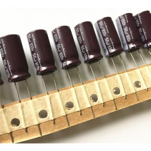 10pcs 56uF 100V NICHICON PM Series 10x20mm Super Low Impedance Long Life 100V56uF Aluminum Electrolytic capacitor
