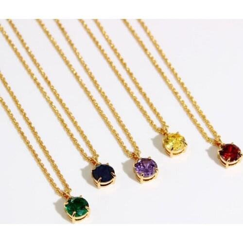 2021 new colorful square gem pendant European and American minimalist fashion necklace necklace