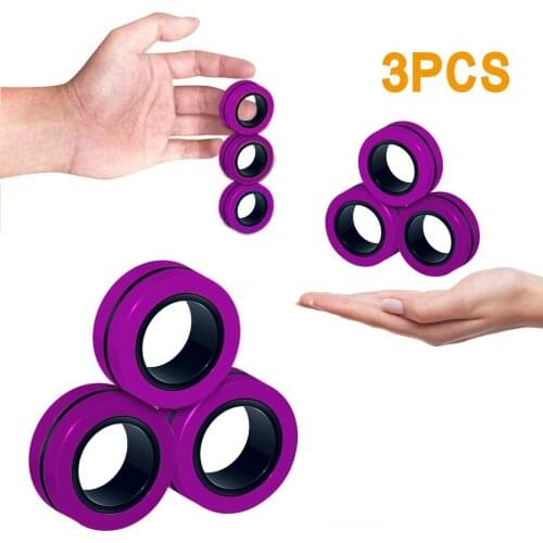 3PCS Anti-Stress Finger Magnetic Rings Kids Decompression Fingertip Toys Autism ADHD Anxiety Relief Magic Ring Props Tool