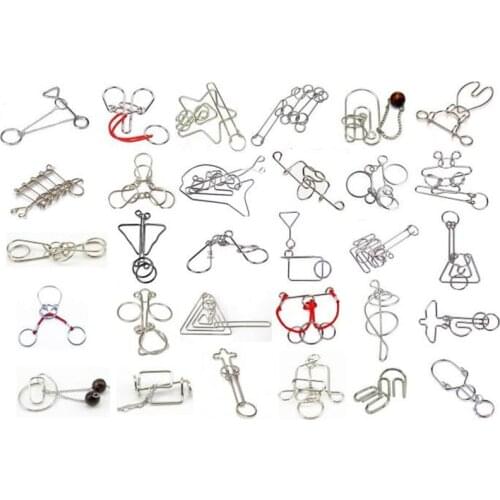 30PCS/Set IQ Metal Wire Puzzle Magic Brain Teaser Mind Rings Puzzles for Adults Children