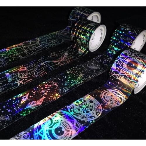 4pcs/set Luxury Laser Washi Tape Set Masking Tape Stationery Journal Washitape Decoration Black Magic Foil Washi Tape