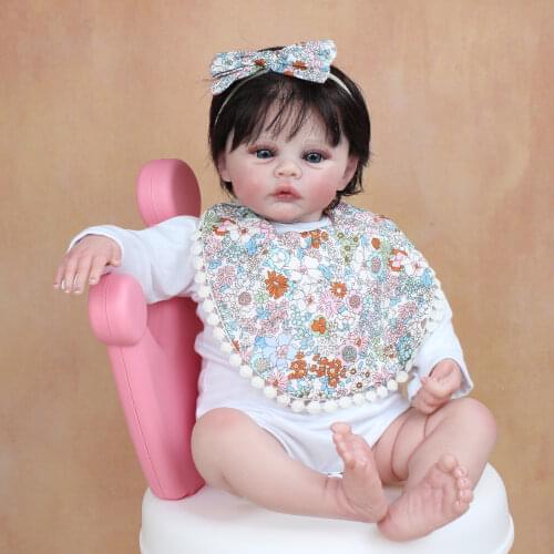 48 CM 3D Marble Texture Skin Visible Veins Soft Silicone Reborn Baby Doll Toy For Girl 19 Inch Cloth Body Child Dress Up Boneca
