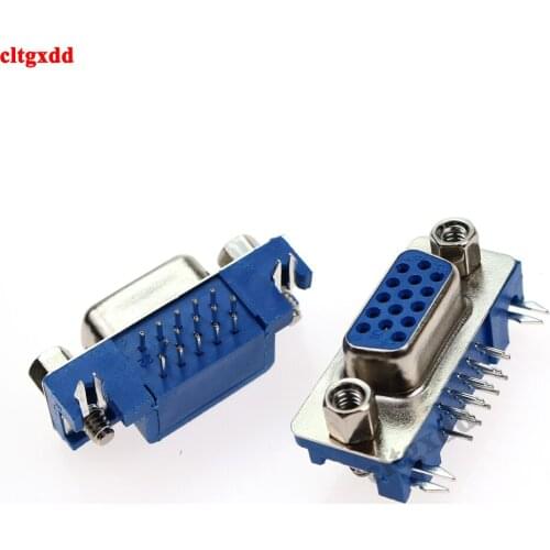5pcs/Lot DB15 DR15 3 Parallel Port Lines Blue15 Pin D Sub Female PCB Shape 90 Degree Connector Socket VGA Adapter Plug