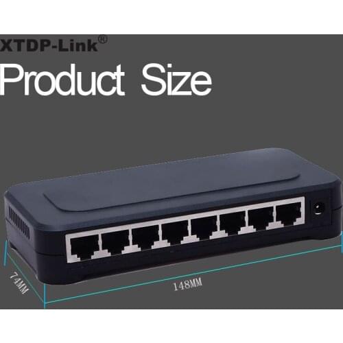 8port gigabit switch 16G capacity supply power 12V1A computer office type transfer speed 1000Mbps plastic case with LED display